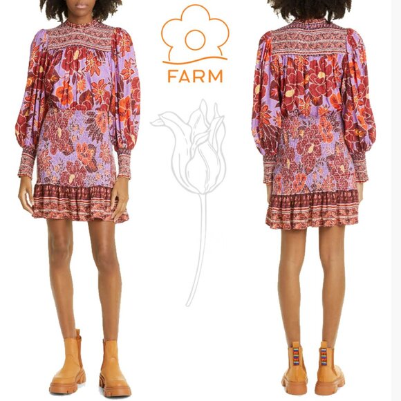 Farm Rio Dresses & Skirts - Farm Rio Sweet Floral Long Sleeve Minidress